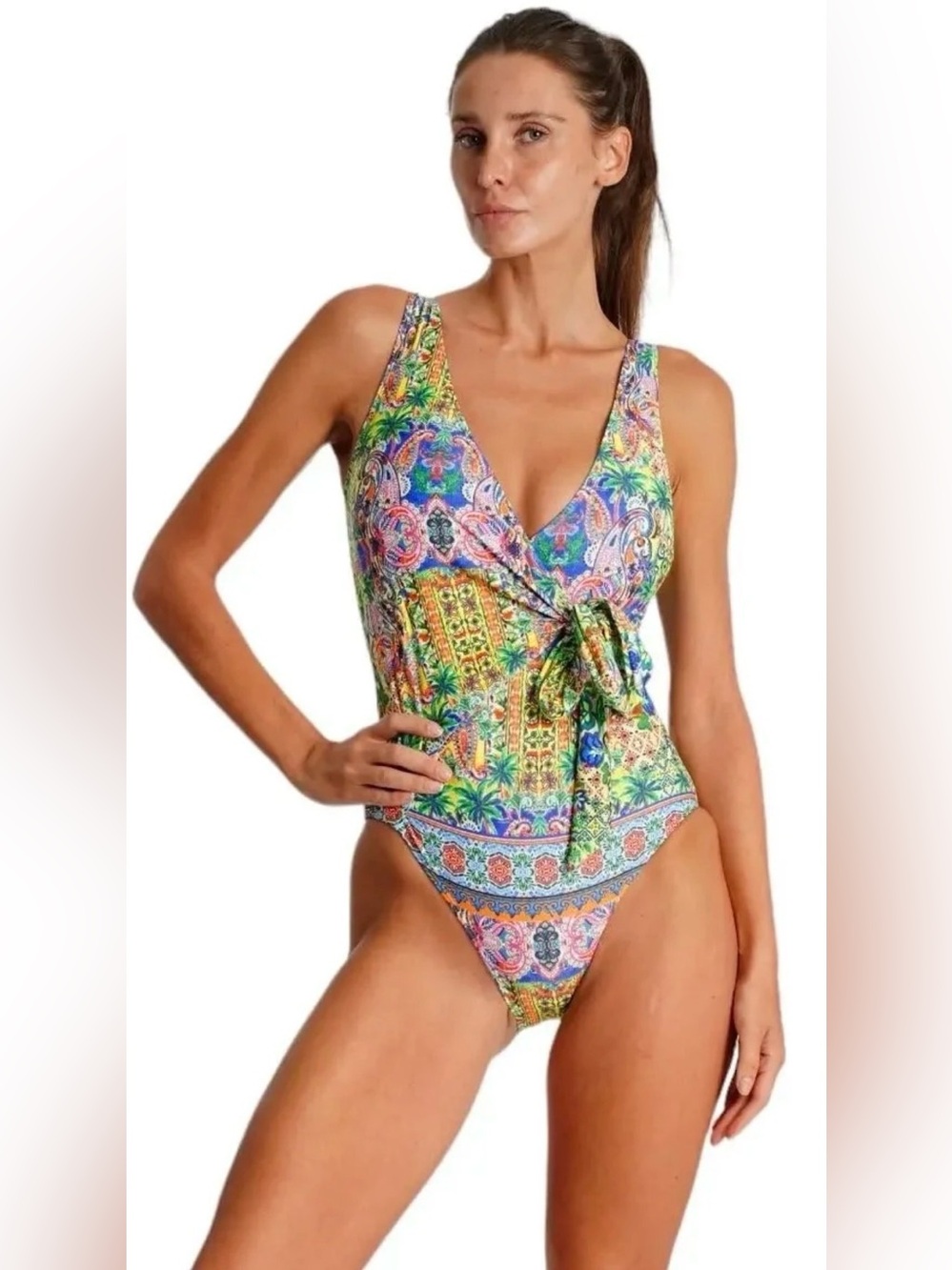 True Colors by La Moda Wrap One-Piece Vibrant Size Medium